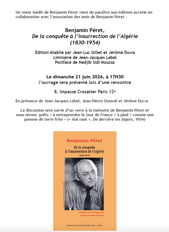 Rencontre livre Peret 21 juin 26